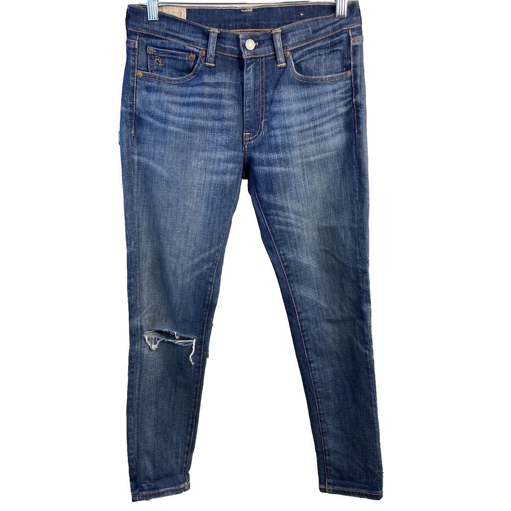 Ralph Lauren Women’s Polo Jeans Sz 28 Slim Leg Mid Rise Distressed Ripped Trend